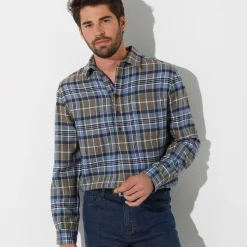 T-Shirt, Hemd En Polo<Blancheporte Extralang geruit hemd in flanel kaki