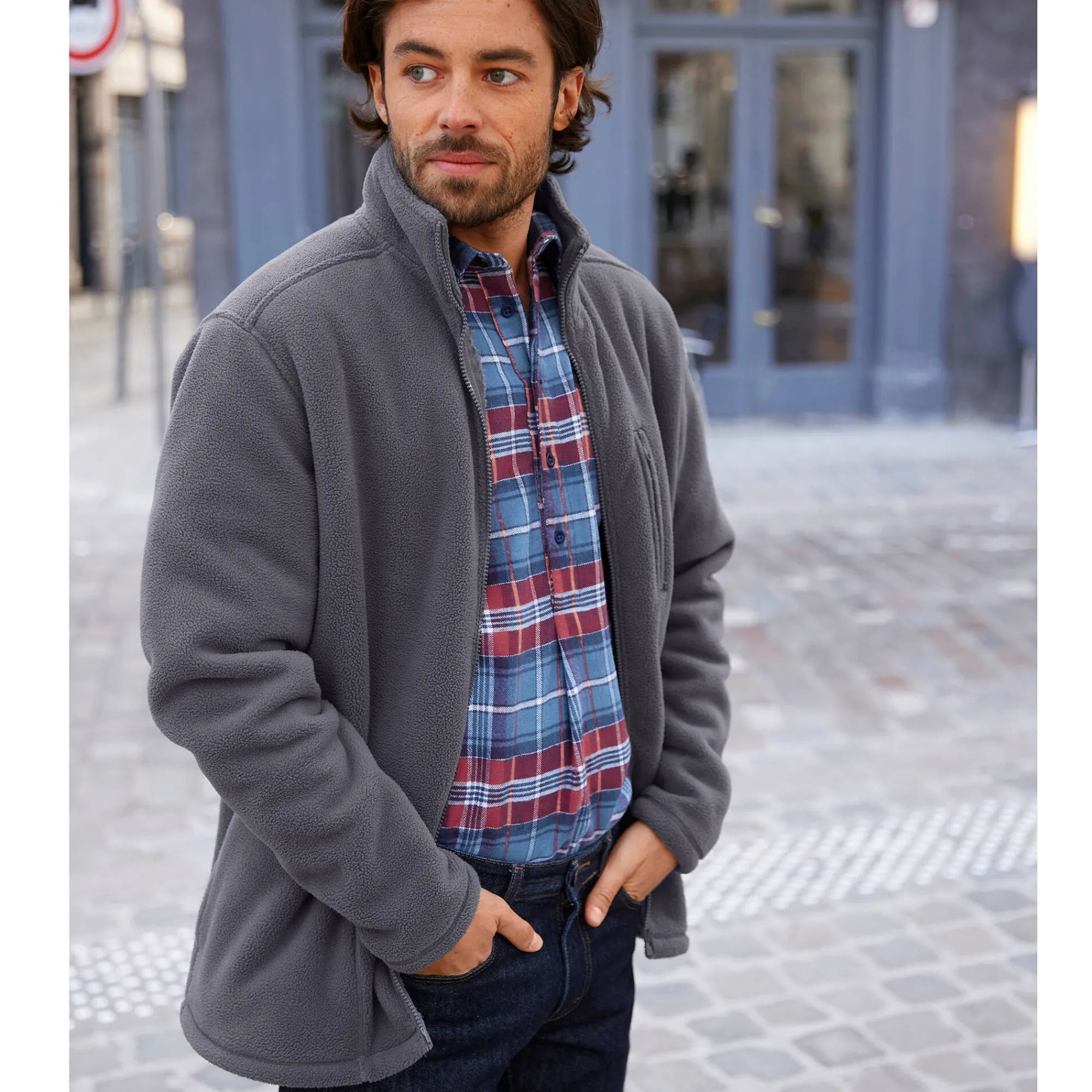 Sweater|Trui En Vest<Blancheporte Extrawarme blouson in fleece antraciet