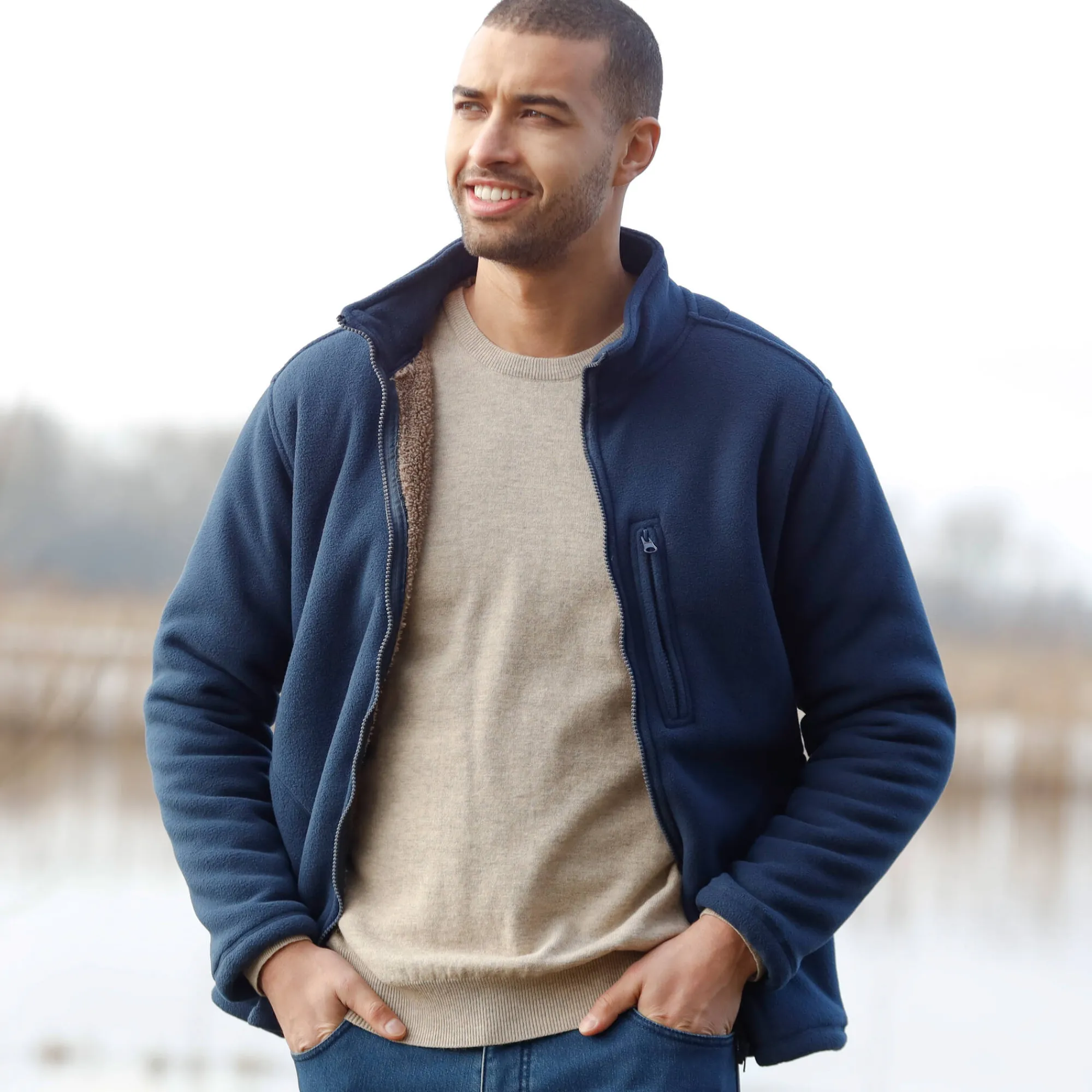 Sweater|Trui En Vest<Blancheporte Extrawarme blouson in fleece marine