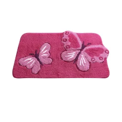Badmatje<Blancheporte Fantasie badtapijtje met vlindermotief roze / fuchsia