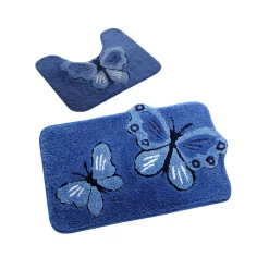 Badmatje<Blancheporte Fantasie badtapijtje met vlindermotief blauw / felblauw