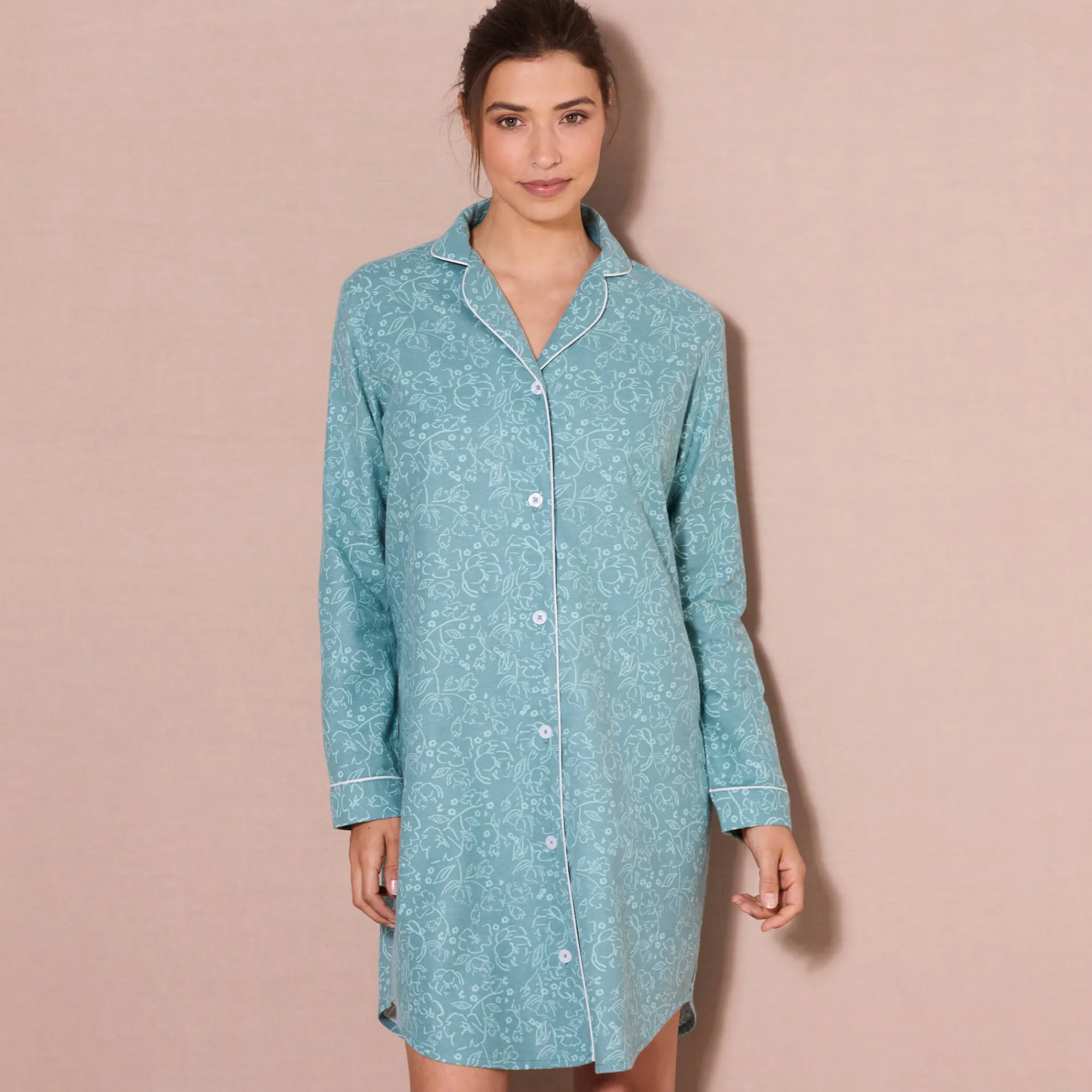 Nachthemd<Blancheporte Flanellen nachthemd in liketmodel met bloemenprint celadon