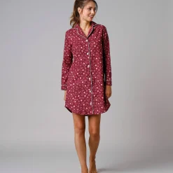 Nachthemd<Blancheporte Flanellen nachthemd in liketmodel met hartjesprint kersenrood