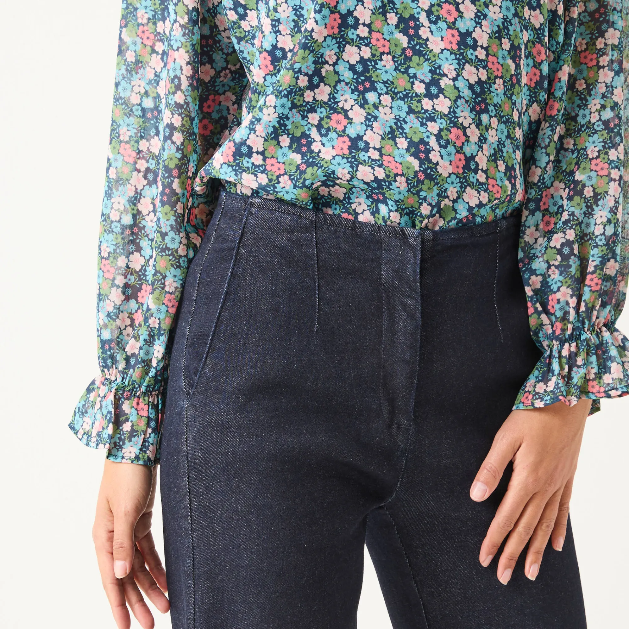 Jeans|Broek<Blancheporte Flare jeans, hoge taille dark blue