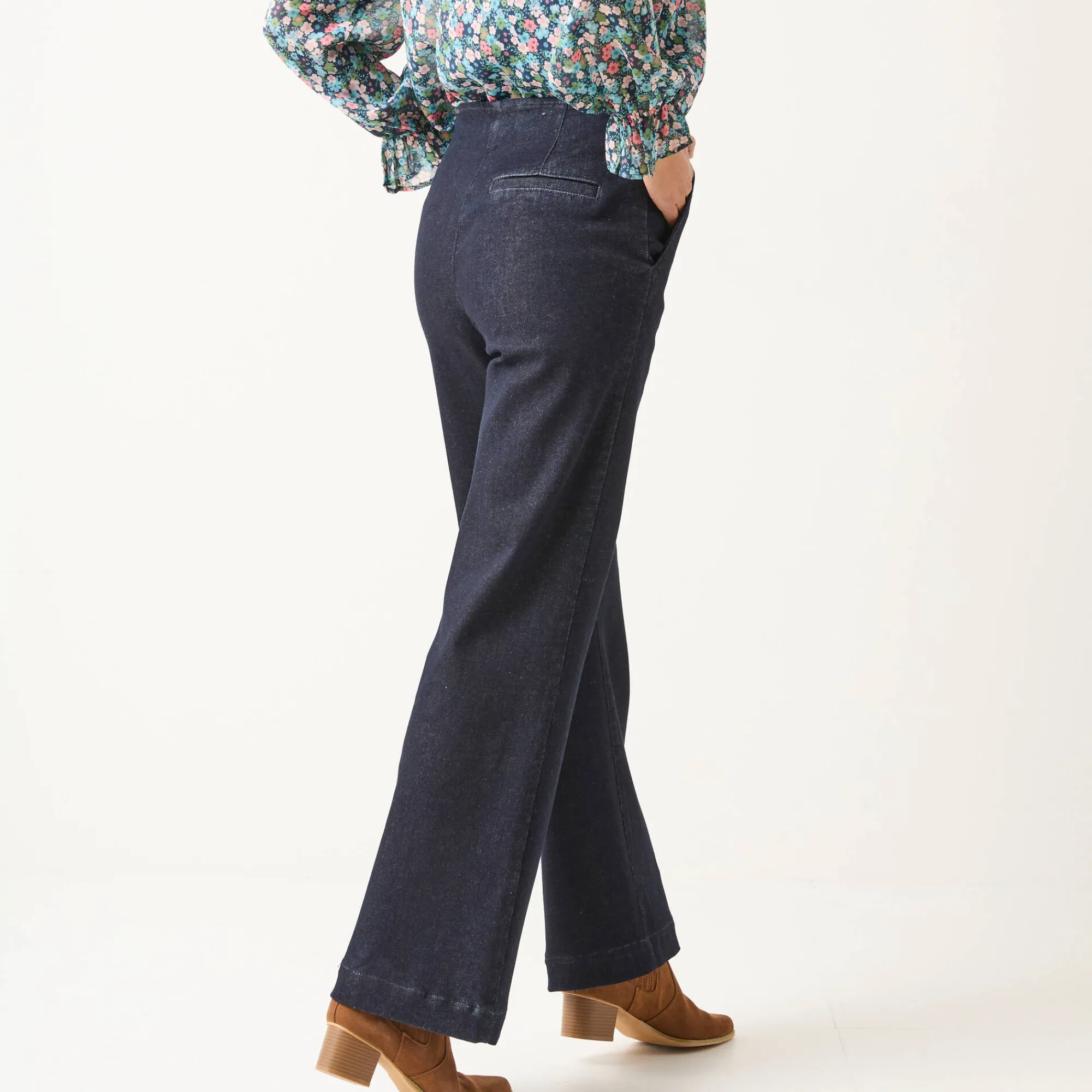 Jeans|Broek<Blancheporte Flare jeans, hoge taille dark blue