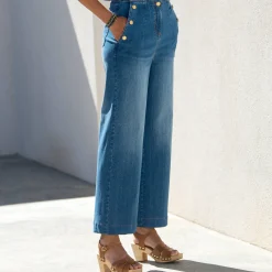 Jeans<Blancheporte Flare jeans, hoge taille stone used