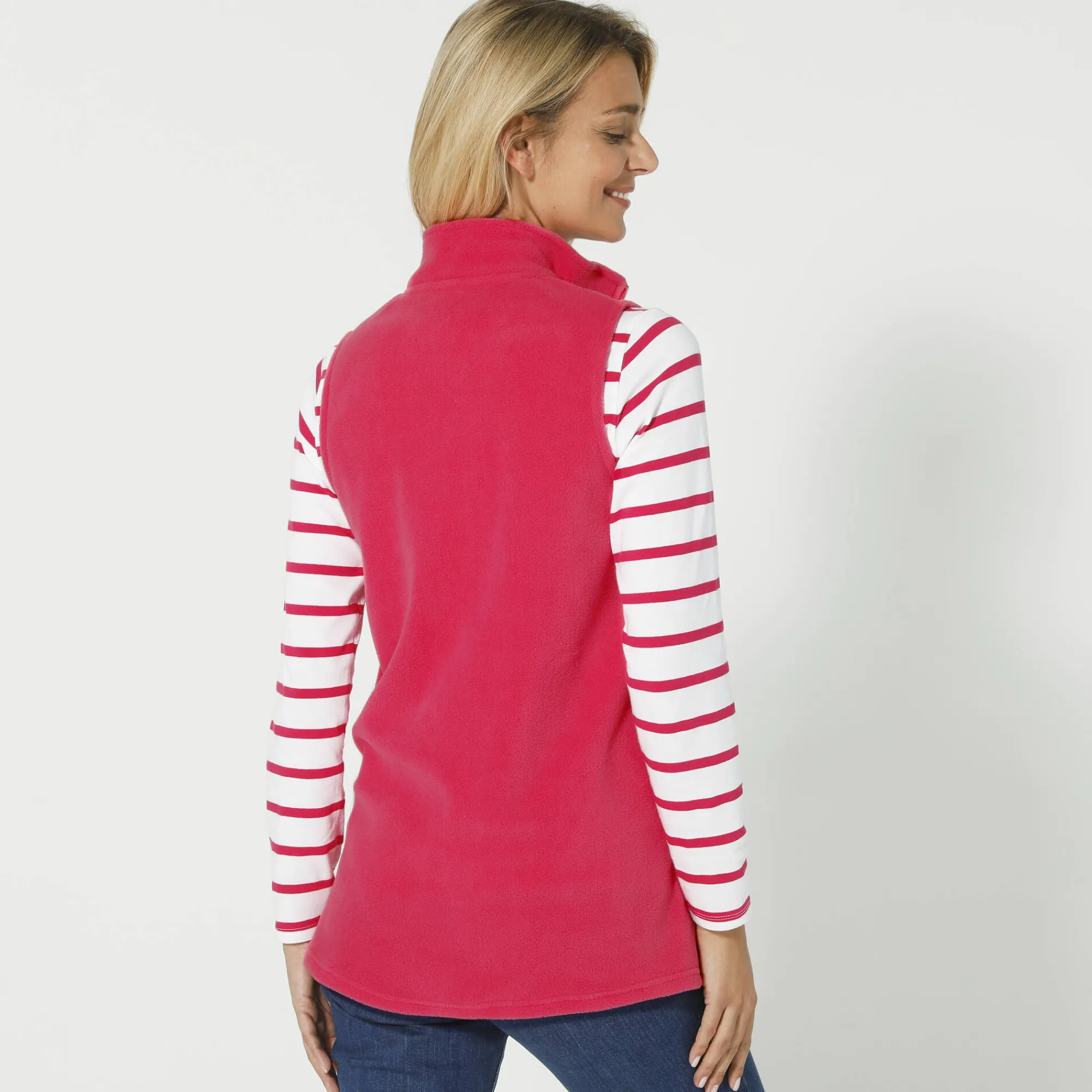 Trui En Vest<Blancheporte Fleece jasje met rits, zonder mouwen framboos