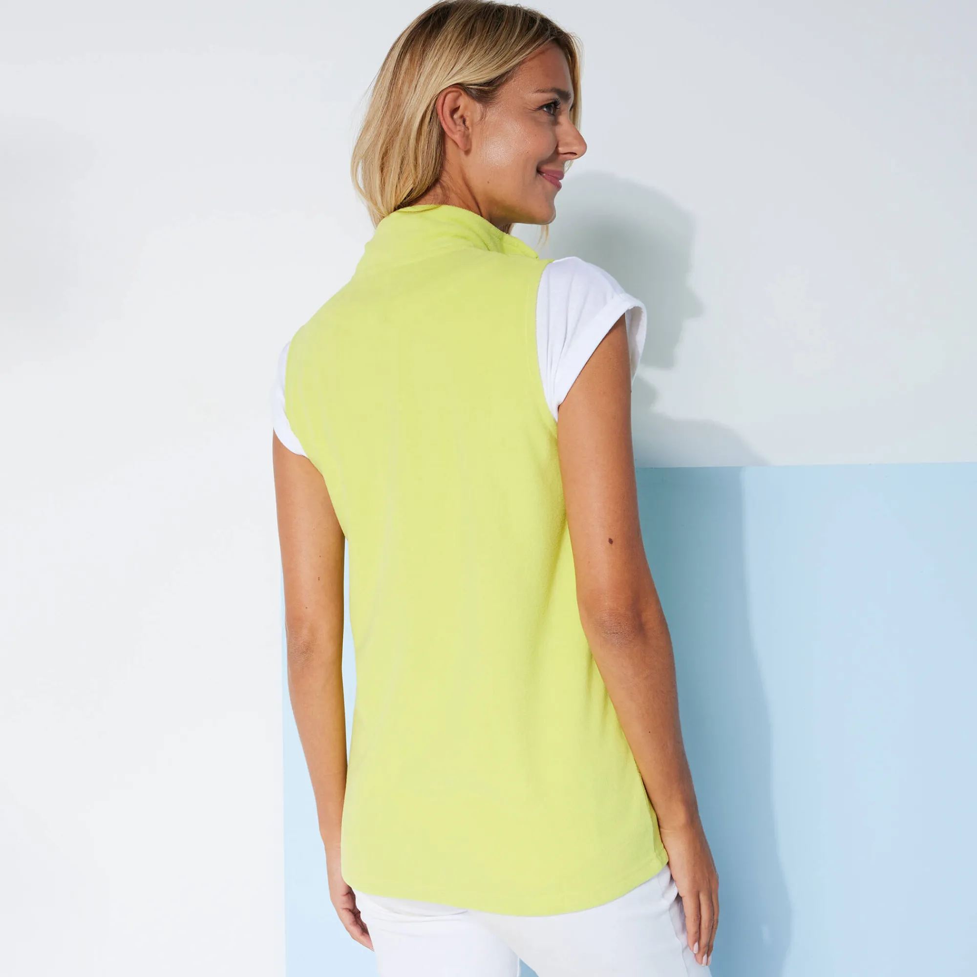 Trui En Vest<Blancheporte Fleece jasje met rits, zonder mouwen anijs