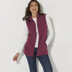 Trui En Vest<Blancheporte Fleece jasje met rits, zonder mouwen pruim