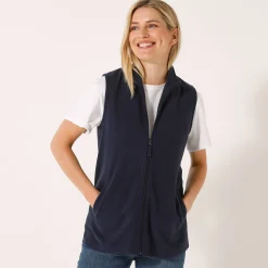 Trui En Vest<Blancheporte Fleece jasje met rits, zonder mouwen marine