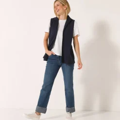 Trui En Vest<Blancheporte Fleece jasje met rits, zonder mouwen marine