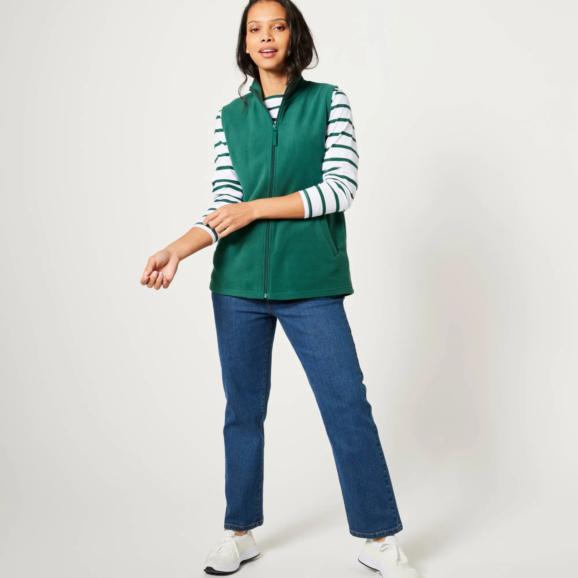 Trui En Vest<Blancheporte Fleece jasje met rits, zonder mouwen donkergroen