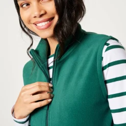 Trui En Vest<Blancheporte Fleece jasje met rits, zonder mouwen donkergroen