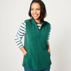 Trui En Vest<Blancheporte Fleece jasje met rits, zonder mouwen donkergroen