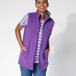 Trui En Vest<Blancheporte Fleece jasje met rits, zonder mouwen iris