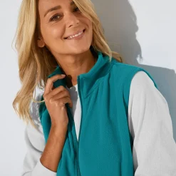 Trui En Vest<Blancheporte Fleece jasje met rits, zonder mouwen eendenblauw