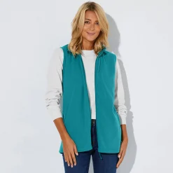 Trui En Vest<Blancheporte Fleece jasje met rits, zonder mouwen eendenblauw