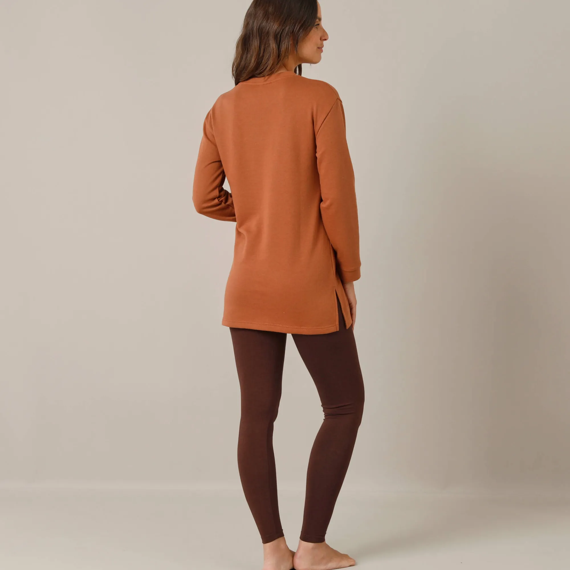 Pyjama<Blancheporte Fleece pyjamabroek met bloemenprint hazelnootbruin / chocolade