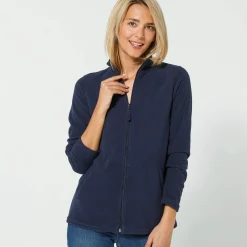 Trui En Vest<Blancheporte Fleecejasje met rits en lange mouwen marine