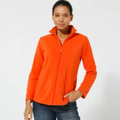 Trui En Vest<Blancheporte Fleecejasje met rits en lange mouwen oranje
