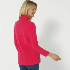 Trui En Vest<Blancheporte Fleecejasje met rits en lange mouwen framboos