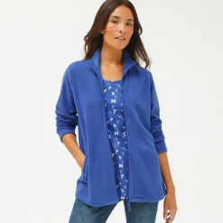 Trui En Vest<Blancheporte Fleecejasje met rits en lange mouwen felblauw