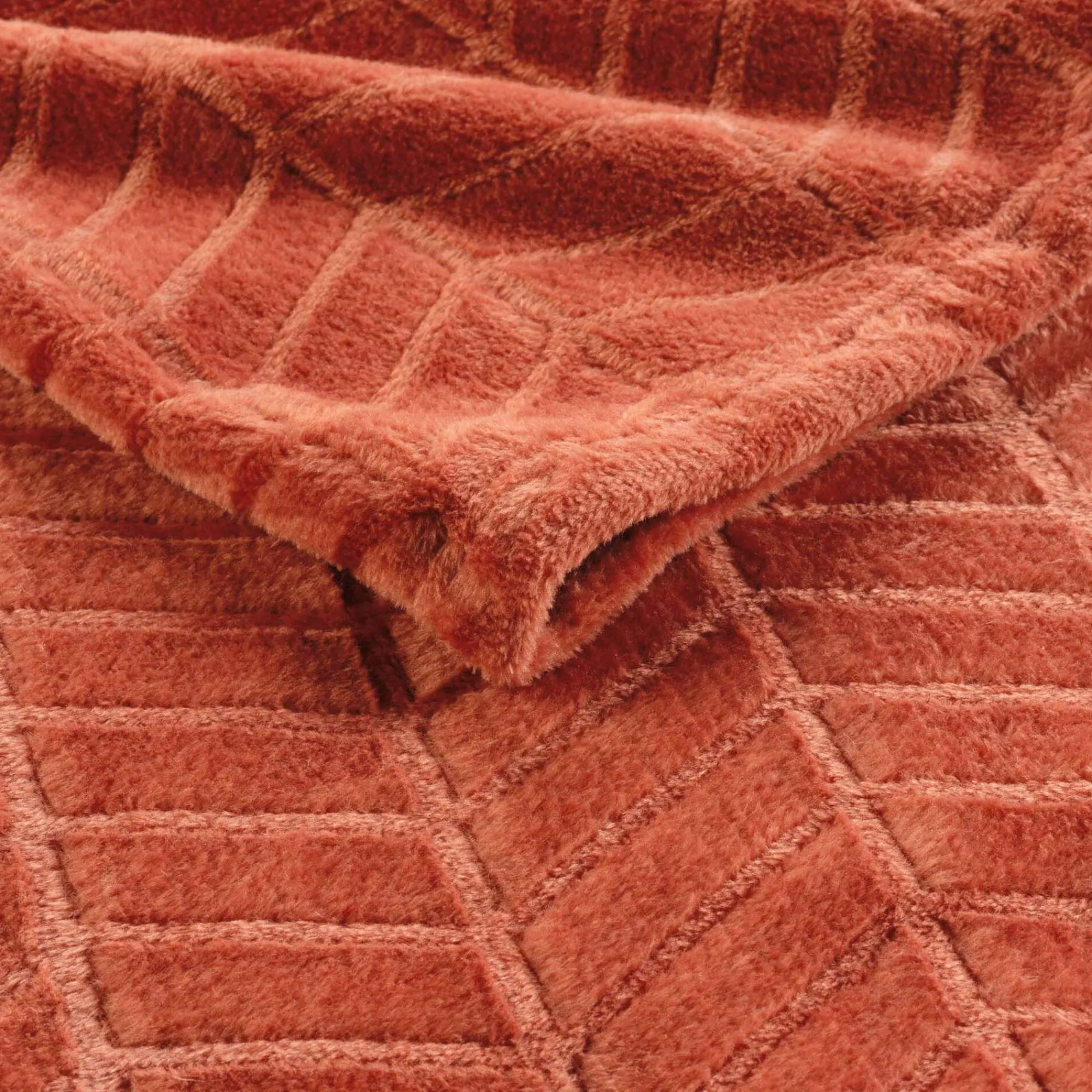 Plaid<Blancheporte Fleeceplaid met reliëf en pluche gevoel terracotta