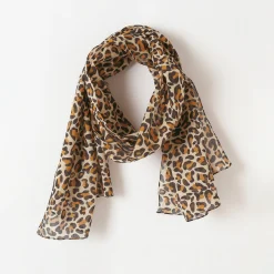 Accessoires En Juwelen<Blancheporte Foulard met luipaardmotief, katoenvoile beige