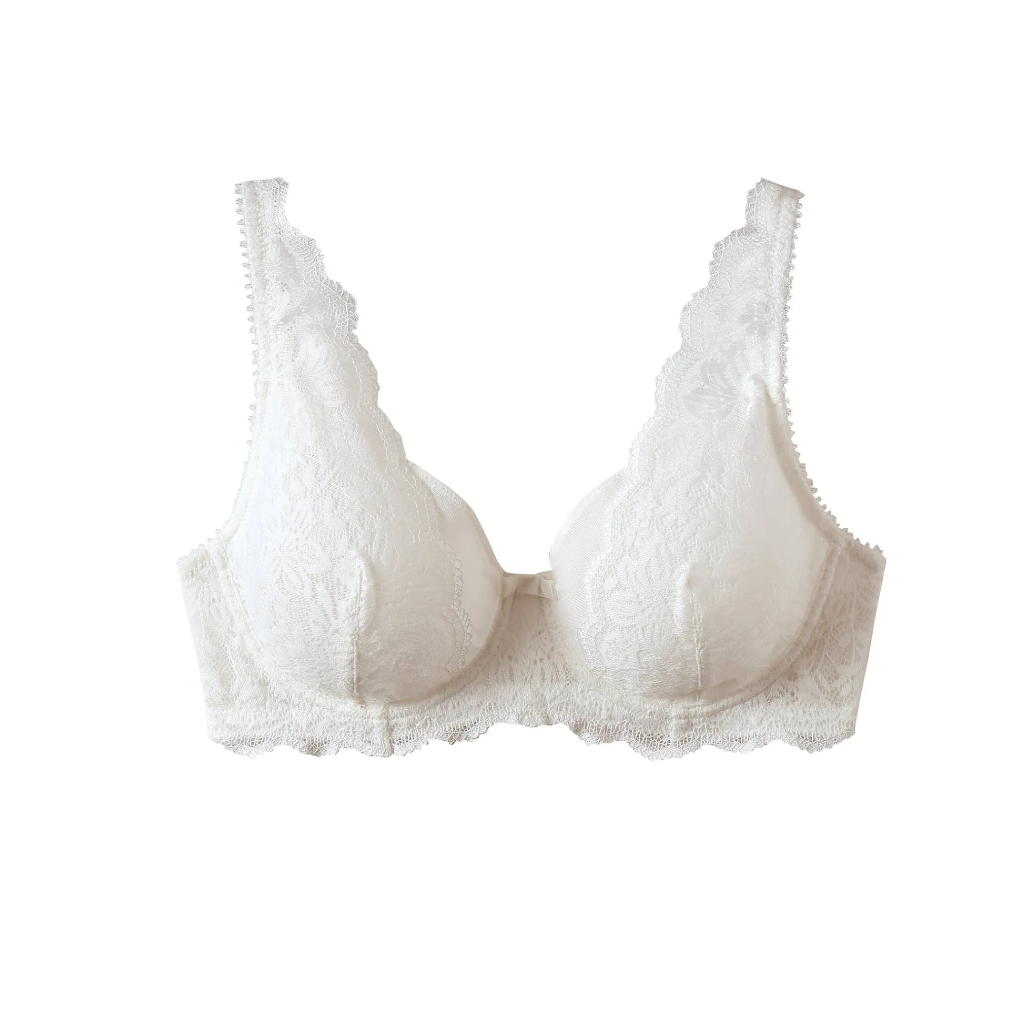 Beha<Confidence Lingerie Foulardbeha in kant en rekbare tule Guspini - met beugels ivoorkleur