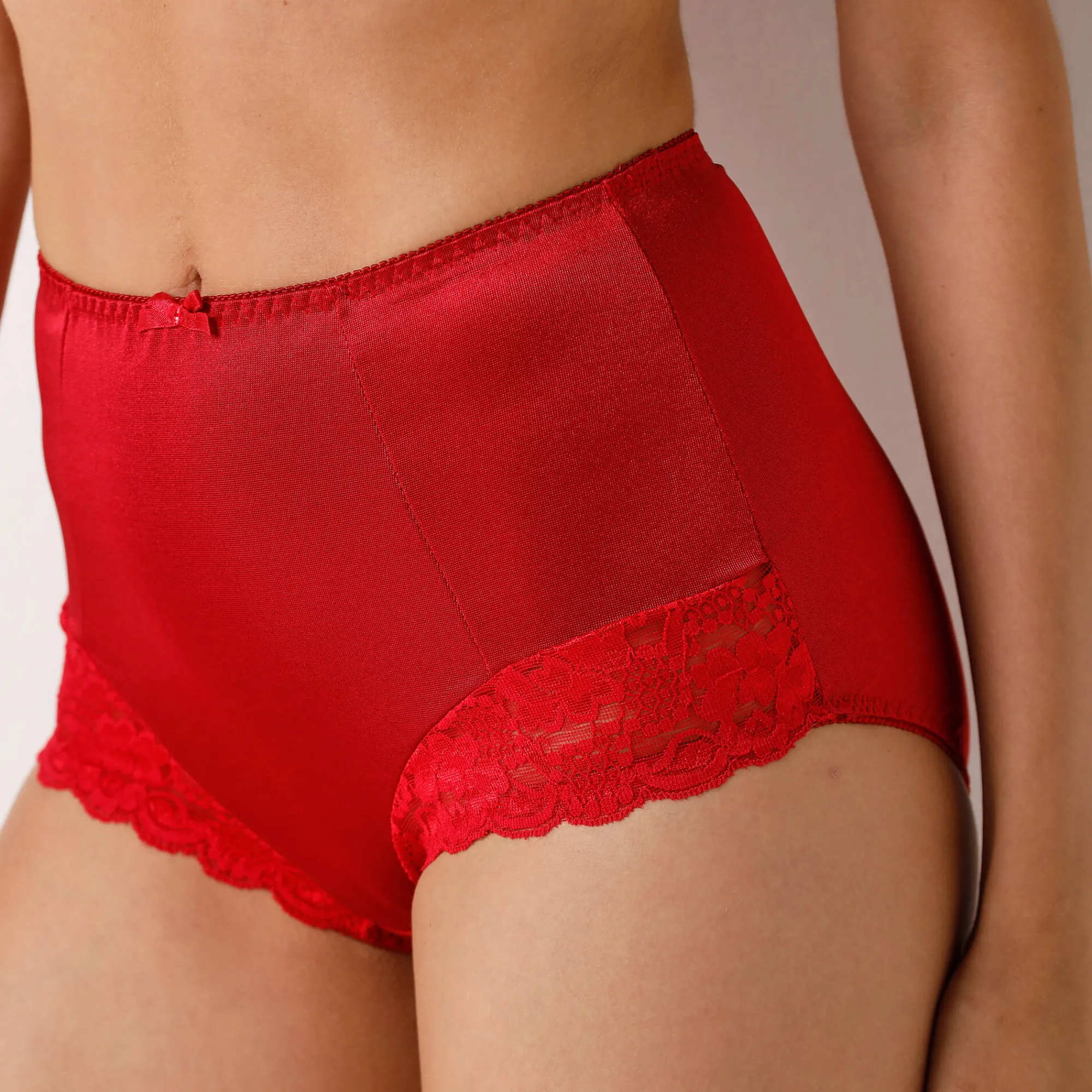 Slip En Shorty<Confidence Lingerie Gaineslip in glanstricot en kant Avila - set van 2 marine + rood