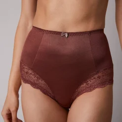 Slip En Shorty<Confidence Lingerie Gaineslip in glanstricot en kant Salford - set van 2 chocolade + taupe