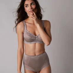 Slip En Shorty<Confidence Lingerie Gaineslip in glanstricot en kant Salford - set van 2 chocolade + taupe