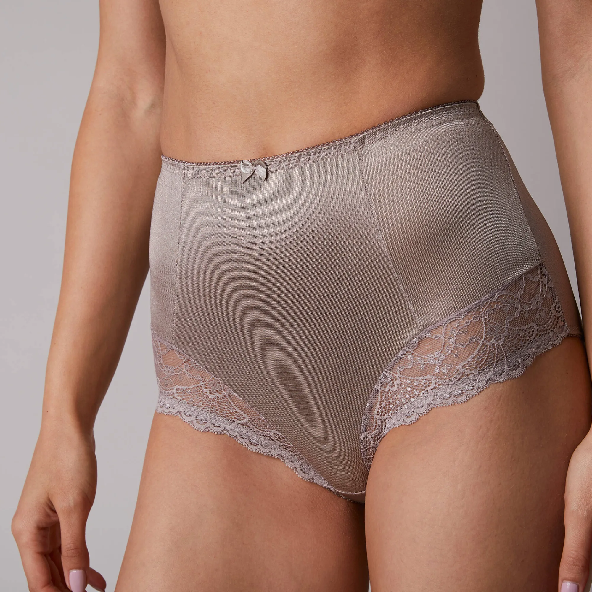 Slip En Shorty<Confidence Lingerie Gaineslip in glanstricot en kant Salford - set van 2 chocolade + taupe