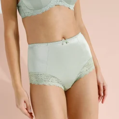 Slip En Shorty<Confidence Lingerie Gaineslip in glanstricot en kant Avila - set van 2 kaki + linde
