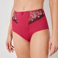 Slip En Shorty<Confidence Lingerie Gaineslip in microvezel en geborduurde tule Caminata kersenrood