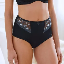 Feestelijke Lingerie|Slip En Shorty<Confidence Lingerie Gaineslip in microvezel en geborduurde tule Caminata zwart