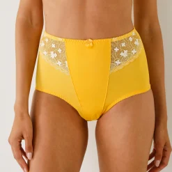 Slip En Shorty<Confidence Lingerie Gaineslip in microvezel en geborduurde tule Caminata geel