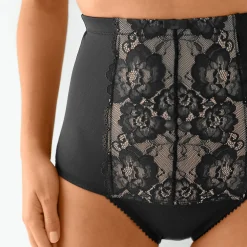 Slip En Shorty<Blancheporte Gaineslip met taillegordel en afslankende kant zwart