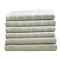 Droogdoek En Handdoek<Blancheporte Geassorteerde droogdoeken in katoen, ingeweven motieven - sets zandkleur / wit