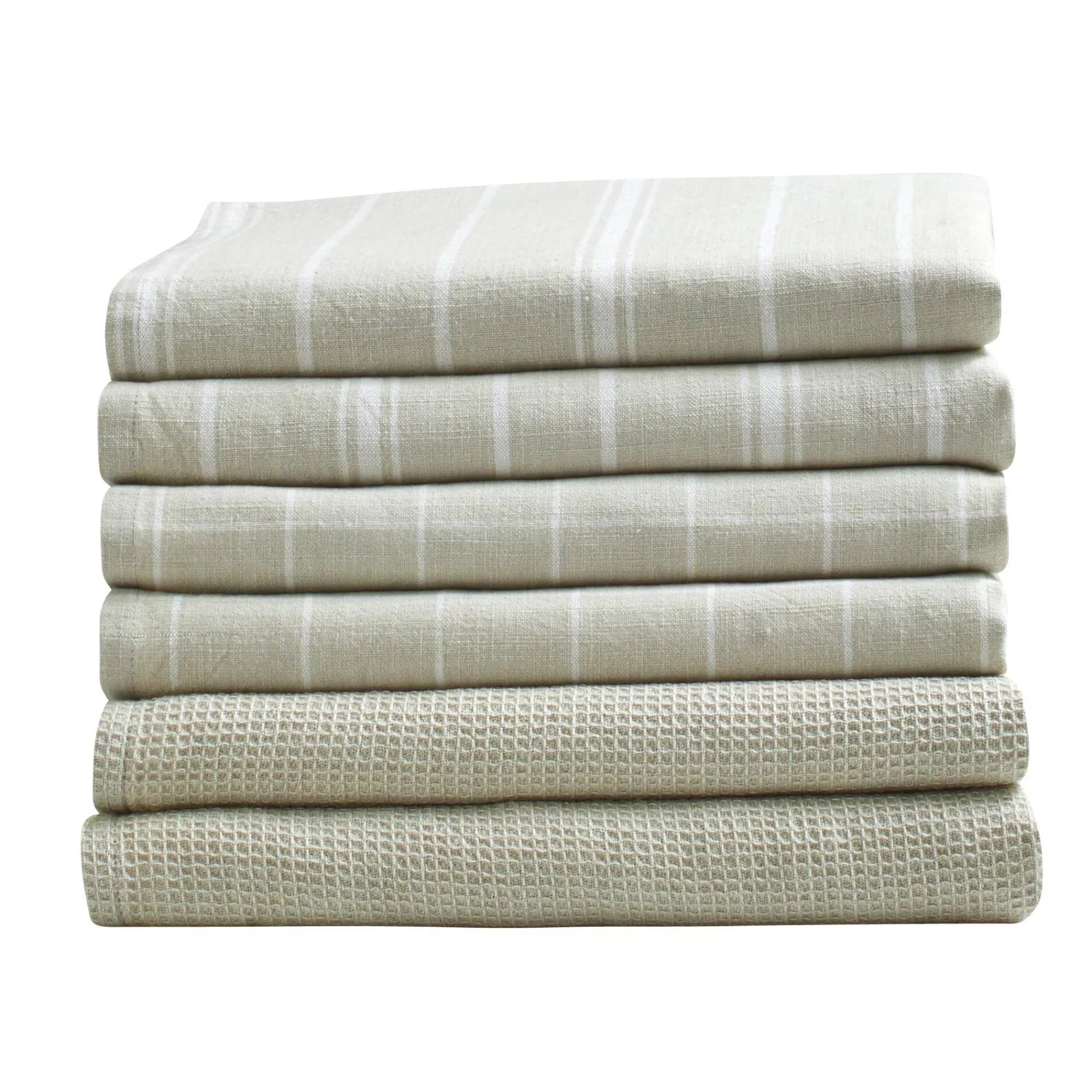 Droogdoek En Handdoek<Blancheporte Geassorteerde droogdoeken in katoen, ingeweven motieven - sets zandkleur / wit