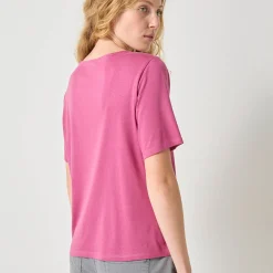 T-Shirt En Topje<Blancheporte Geborduurd boxy T-shirt, korte wijde mouwen vijgenkleur