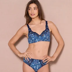 Beha<Confidence Lingerie Geborduurde beha met bloemenprint Olbia - met beugels blauw