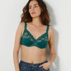 Beha<Confidence Lingerie Geborduurde beugelbeha in microvezel Sienne - set van 2 groen + oranje