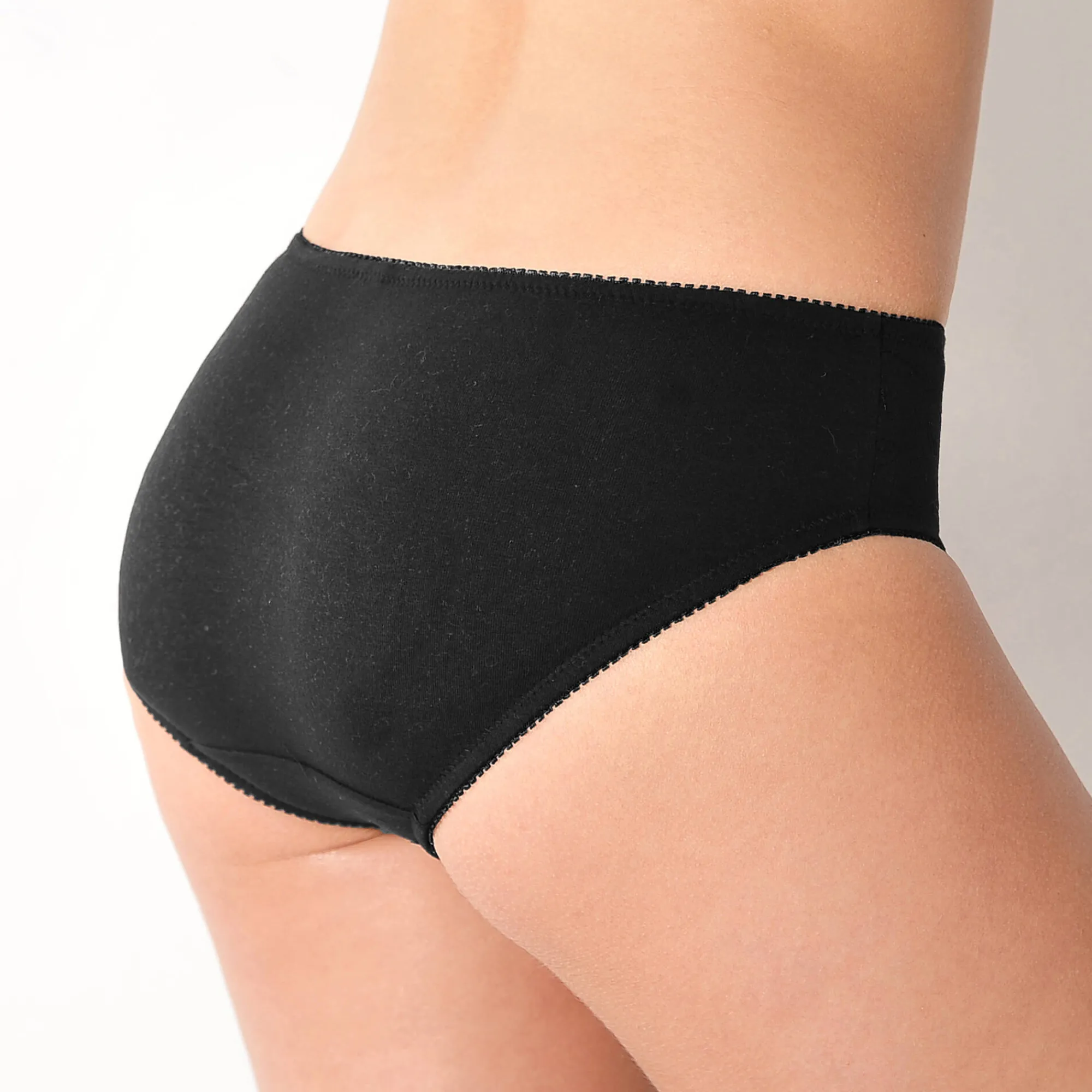 Slip En Shorty<Confidence Lingerie Geborduurde effen midislip in katoen Olbia - set van 2 zwart