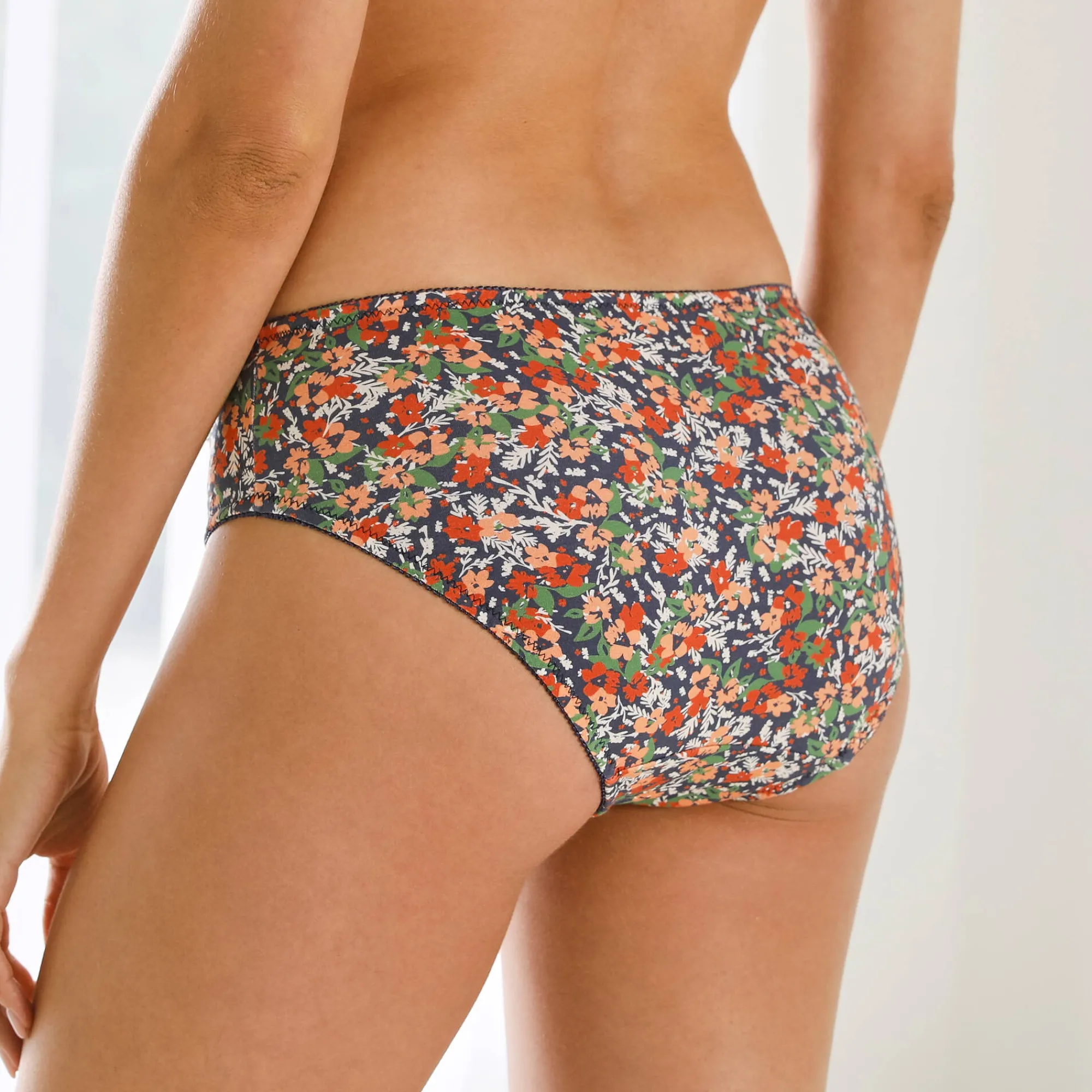 Slip En Shorty<Confidence Lingerie Geborduurde slip in katoen Olbia met bloemenprint - set van 2 marine