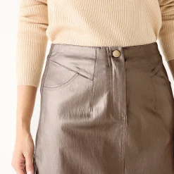 Feestoutfits Dames|Rok<Blancheporte Gecoate korte rok goudbruin