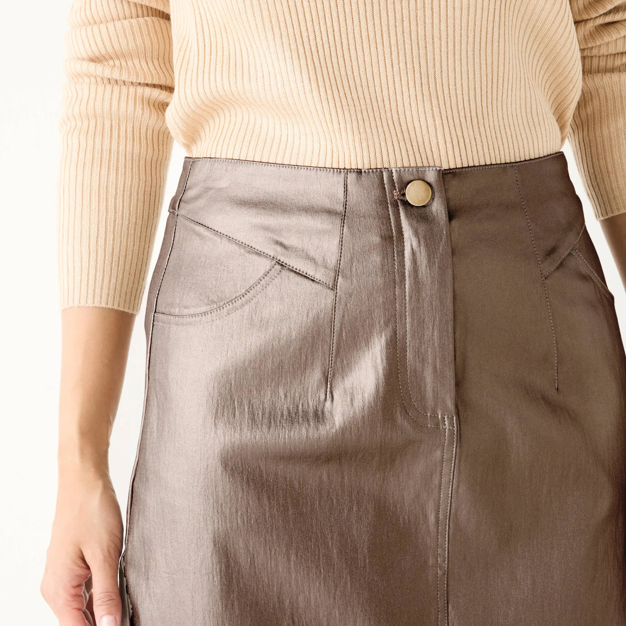 Feestoutfits Dames|Rok<Blancheporte Gecoate korte rok goudbruin