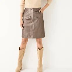 Feestoutfits Dames|Rok<Blancheporte Gecoate korte rok goudbruin