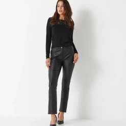 Feestoutfits Dames|Broek<Blancheporte Gecoate rechte broek zwart