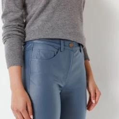 Broek<Blancheporte Gecoate rechte broek grijsblauw
